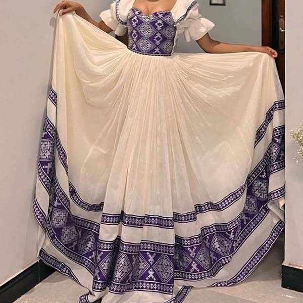 blue heels with wedding dress Royal Blue Ethiopian Wedding Dress & Groom's Set – Shiny Stone Majesty –  Shiromeda Threads main image 1