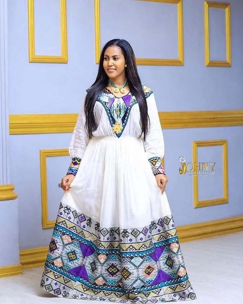 sachin and babi light blue dress Ethiopian Traditional Dress Chiffon Meron Ethiopian Chiffon Dress Crimson /  XXL